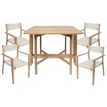 Ensemble table carr�e pliante ferret 90x90 cm avec lot de 4 fauteuils arawa empilables - bois acacia ...