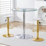 Ensemble table et chaises de bar - cdisplay - table ronde en verre de 89 cm + 2 chaises