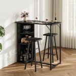 Ensemble table et chaises de cuisine 90 cm - lunsy - 1 table et 2 tabourets de bar rembourr�s - 3 �tag�res ...