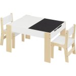 Ensemble de table et chaises pour enfants table et 2 chaises avec espace de rangement blanc et chêne ... Ensemble de table et chaises pour enfants table et 2 chaises avec espace de rangement blanc et chêne ...
