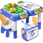 Ensemble table et chaises pour enfants � partir de 3 ans avec 90 grands blocs de construction compatibles ...