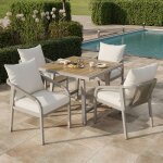 Ensemble table et chaises de jardin dossiers tiss�s + coussins dassise imperm�ables une table et quatre ...