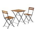 Ensemble table - chaise jardin - helloshop26 - set de bistrot 3 pi�ces - pliable - acier laqu� - assise ...