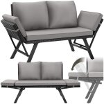 Canap� de jardin - tectake - fauteuil lounge d'ext�rieur en rotin sintra modulable 2 en 1 157 x 61 x ...