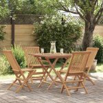 Ensemble table et chaises - maison exclusive - bois de teck massif - pliable - 4 personnes