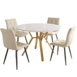 Ensemble table et chaises � manger - cdisplay - table � manger ronde de 100 cm avec 4 chaises