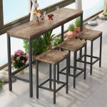 Ensemble table et chaises ensemble table � manger table de cuisine table de bar avec 3 tabourets marron ...