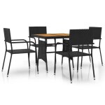 Ensemble table et chaises - noir - r�sine tress�e - 4 personnes - design contemporain - ext�rieur