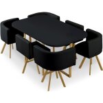 Table et chaises oslo xl noir et simili noir