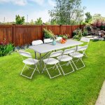 Ensemble table et chaises pliantes table + 8 chaises r�union f�te campingblanc