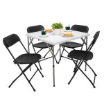 Ensemble table et chaises pliantes fte confrence rception camping jardin table + 4 chaises blanc + ...