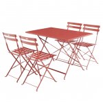 Salon de jardin bistrot pliable - emilia rectangulaire terra cotta - table 110x70cm avec quatre chaises ...