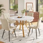 Ensemble table et chaises de salle � manger - cdisplay - table ronde moderne de 100 cm avec 4 chaises ...