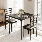 Ensemble table et chaises de salle � manger - lunsy - table carr�e avec 2 chaises rembourr� � dossier ...
