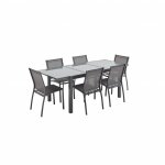 Table de jardin extensible aluminium + 6 assises - orlando gris taupe - table en aluminium 150 / 210cm. ...