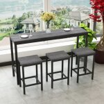 Ensemble table haute cuisine 148x40x90cm avec 3 tabourets - redom - design moderne gris plateau mdf