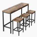 Ensemble table haute - style industriel - 4 tabourets - m�tal - marron - 4 places
