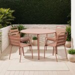 Ensemble table jardin 110 cm + 4 fauteuils en m�tal terracotta - baca