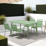 Ensemble table de jardin + 4 chaises en mtal vert - baca