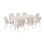 Ensemble table de jardin extensible et 8 fauteuils en aluminium cr�me - oviala