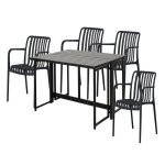 Ensemble table de jardin ferret 98x80 cm avec lot de 4 fauteuils solaria noir - m�tal et polypropyl�ne ...