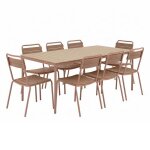 Ensemble table de jardin en m�tal et bois et 8 chaises marron - oviala