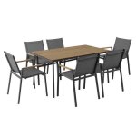 Ensemble table de jardin ovale 150x90 cm et 6 chaises gris anthracite - oviala
