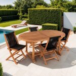 Ensemble table de jardin en teck + 4 chaises en corde - gardena Ensemble table de jardin en teck + 4 chaises en corde - gardena