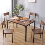Ensemble table � manger avec 4 chaises (108x65x75 cm)style industrieltable et chaises cadre en acier ...