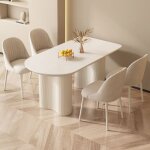 Ensemble table � manger 140 cm + 4 chaises design moderne scandinave table blanche pied central salle ...