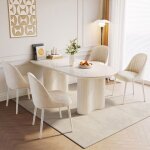 Ensemble table � manger 160cm avec 4 chaises design moderne scandinave table rectangulaire blanche salon ...