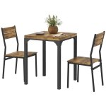 Ensemble table � manger avec 2 chaises (table 60 x 60 cm) pour cuisine / bistrot mdf et m�tal brun rustique ...