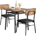Ensemble table � manger 2 chaises en bois mdf ensemble de meubles 3 pi�ces pour petit espace 70x70x75cmmarron ...