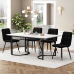 Ensemble de table à manger avec 4 chaises - marque - modèle - pieds en métal - chaise noire Ensemble de table à manger avec 4 chaises - marque - modèle - pieds en métal - chaise noire
