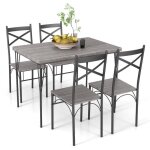 Costway ensemble de table à manger 5 pièces avec 4 chaises cadre en métal 110 x 70 x 76 cm pour cuisine ... Costway ensemble de table à manger 5 pièces avec 4 chaises cadre en métal 110 x 70 x 76 cm pour cuisine ...