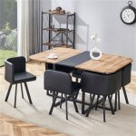Ensemble table � manger bois avec chaises encastrables industriel chaises salle � manger lot de 6 noir ...