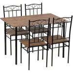 Ensemble table  manger - eggree - style industriel - marron rustique et noir