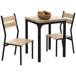 Ensemble de table � manger - grain de bois naturel - 3 pi�ces - 2 chaises - 60x60x76 cm