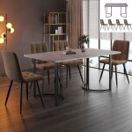 Ensemble table � manger - oem - 140x80 cm - 4 chaises en velours - m�tal - marron