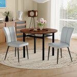 Ensemble de table � manger - ronde 100 cm - verre tremp� brun - �tag�re en verre - 2 � 4 personnes