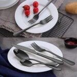 Ensemble de table noir 24 pices design poli miroir coffret cadeau portable menagere - service complet ...