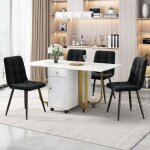Table à manger avec 4 chaises salle a manger table de cuisine pliante chaise rembourrée dossier table ... Table à manger avec 4 chaises salle a manger table de cuisine pliante chaise rembourrée dossier table ...