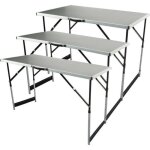 Ensemble table pliante multifonction aluminium 3 pcs - brder mannesmann - gris - rglable en 4 hauteurs ...