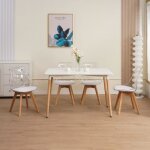Ensemble table rectangulaire de repas + 4 chaises transparentes - scandi