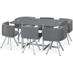 Ensemble table de repas avec 6 chaises design madrid gris