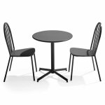 Ensemble table ronde et 2 chaises de jardin bistrot en mtal gris palavas, oviala