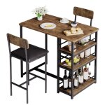 Ensemble table et tabourets de bar avec 1 table et 2 chaises rembourr�es table de cuisine avec 3 �tag�res ...