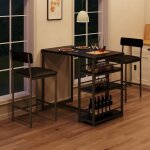 Ensemble table et tabourets de bar avec 1 table et 2 chaises rembourr�es table de cuisine avec 3 �tag�res ...