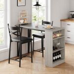 Ensemble table et tabourets de bar extensible avec 1 table et 2 chaise rembourr�e table de cuisine avec ...