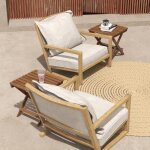 Ensemble de table de terrasse 2 tables pliantes en bois dacacia 45 x 45 x 45 cm teck